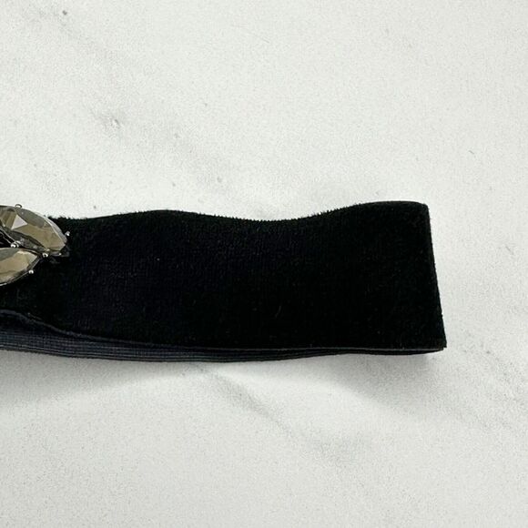 Loft Black Velvet Rhinestone Stretch Cinch Belt Small/Medium S/M โจ - Picture 9 of 16